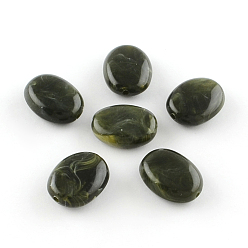 Dark Olive Green Oval Imitation Gemstone Acrylic Beads, Dark Olive Green, 19x15x7mm, Hole: 2mm, about 330pcs/500g