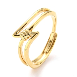 Chapado en Oro Real de 14K 304 anillo ajustable de ala hueca de acero inoxidable para mujer, real 14 k chapado en oro, tamaño de EE. UU. 8 1/2 (18.5 mm)