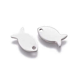 Stainless Steel Color 201 Stainless Steel Charms, Fish, Stainless Steel Color, 13.5x7x0.9mm, Hole: 1.4mm