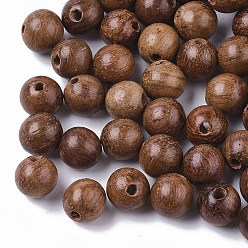 Sienna Natural Wood Beads, Waxed Wooden Beads, Undyed, Round, Sienna, 6mm, Hole: 1.4mm, about 4343pcs/500g