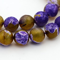 Peru Natural Weathered Agate Faceted Round Beads Strands, Dyed, Grade A, Peru, 10mm, Hole: 1mm, about 37pcs/strand, 15 inch