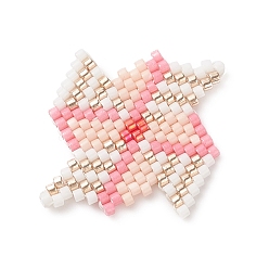 Rose Nacré Perles de rocaille japonaises faites à la main, Motif métier, moulin à vent, perle rose, 27x31x2mm