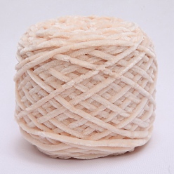 Blanched Almond Wool Chenille Yarn, Velvet Cotton Hand Knitting Threads, for Baby Sweater Scarf Fabric Needlework Craft, Blanched Almond, 3mm, 90~100g/skein