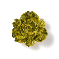 Oliva Perlas de resina opacos, flor, oliva, 15x15x7.5 mm, agujero: 1.4 mm