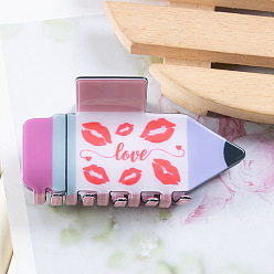 Lip Pinces à cheveux en PVC en forme de crayon pour la saint-valentin, accessoires pour cheveux pour femmes et filles, lèvre, 86x49x45mm