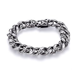 Antique Silver 304 Stainless Steel Bracelets, with Lobster Claw Clasps, Antique Silver, 8-5/8 inch(22cm), 13x6mm