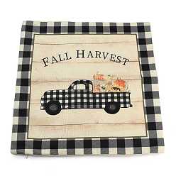 Car Burlap Autumn Theme Pillow Case, Square Cushion Cover, for Sofa Bed Decoration, Car Pattern, 45x45x0.5cm