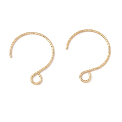 Golden Ion Plating(IP) 316 Surgical Stainless Steel Earring Hooks, with Horizontal Loops, Golden, 19x15mm, Hole: 3x2.6mm, 22 Gauge, Pin: 0.6mm