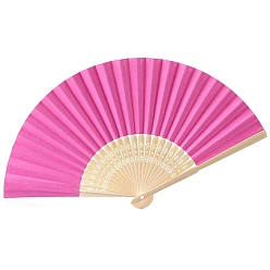 Rosa Oscura Bambú con abanico plegable de papel en blanco., ventilador de bambú de bricolaje, para la decoración del baile de la boda del partido, de color rosa oscuro, 210 mm
