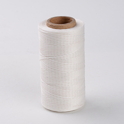 White Flat Waxed Polyester Cords, White, 1x0.3mm, about 284.33 yards(260m)/roll