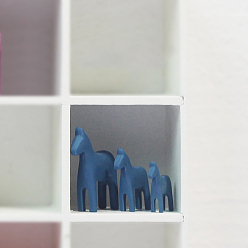 Bleu Acier 3 tailles ornements miniatures de chevaux en résine, pour bureau salon maison jardin décoration, bleu acier, 18~30x15~25x4~6mm, 3 pièces / kit