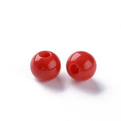 FireBrick Opaque Acrylic Beads, Round, FireBrick, 6x5mm, Hole: 1.8mm, about 4400pcs/500g