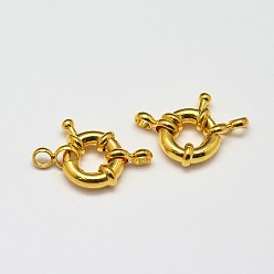 Golden Rack Plating and Vacuum Plating Brass Spring Ring Clasps, Cadmium Free & Lead Free, Golden, 12x4mm, Hole: 2mm