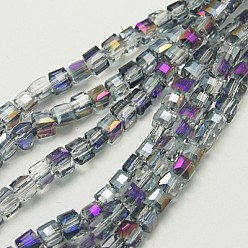 Púrpura Abalorios de vidrio electrochapa, medio chapado, ronda facetada (32 facetas), púrpura, 3 mm, agujero: 1 mm, sobre 100 unidades / cadena, 11.5 pulgada