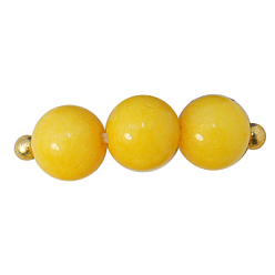 Yellow Natural Mashan Jade Round Beads Strands, Dyed, Yellow, 12mm, Hole: 1mm, about 34pcs/strand, 15.7 inch