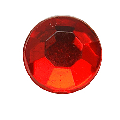 Rouge Imitation taiwan acrylique strass cabochons dos plat, facette, demi-tour / dôme, rouge, 18x5mm, 200 pcs /sachet 