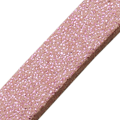Pink Polvo del brillo del cordón del ante de imitación, encaje de imitación de gamuza, rosa, 3 mm, 100 yardas / rollo (300 pies / rollo)