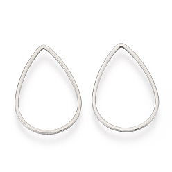 Stainless Steel Color 304 Stainless Steel Linking Rings, Teardrop, Stainless Steel Color, 25.5x17x1mm, inner measure: 23x15mm