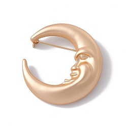 Matte Gold Color Alloy Crescent Moon Lapel Pin, Creative Badge for Backpack Clothes, Matte Gold Color, 47.5x46x7mm
