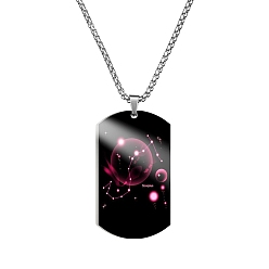Scorpio Stainless Steel Constellation Tag Pendant Necklace with Box Chains, Scorpio, 23.62 inch(60cm)