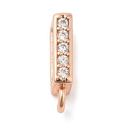 Rose Gold Rack Plating Brass Micro Pave Clear Cubic Zirconia Rectangle Pendant Bails, Enhancer Shortener Bails, Long-Lasting Plated, Cadmium Free & Lead Free, Rose Gold, 10.5x2x5mm, Hole: 1.2mm