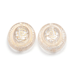 Clair Perles acryliques plaquées, métal enlacée, ovale, clair, 22x18.5x8mm, trou: 2 mm, environ 290 pcs / 500 g