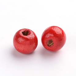 Red Natural Wood Beads, Rondelle, Lead Free, Dyed, Red, 8mm, Hole: 3mm, about 5600pcs/1000g