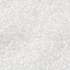 (RR1104) Cristal con revestimiento blanco Cuentas de rocailles redondas miyuki, granos de la semilla japonés, (rr 1104) cristal forrado en blanco, 15/0, 1.5 mm, Agujero: 0.7 mm, sobre 27777 unidades / 50 g