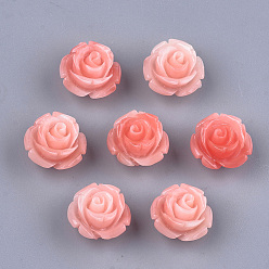 Light Coral Synthetic Coral Beads, Dyed, Flower, Light Coral, 12~13x12~13x8~9mm, Hole: 1.2mm
