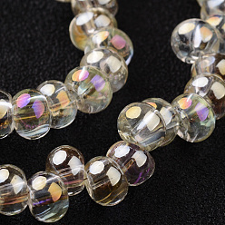 Jaune Verge D'or Brins de perles de verre plaquées arc-en-ciel en forme de goutte, jaune verge d'or clair, 6x4mm, Trou: 1mm, Environ 100 pcs/chapelet, 15.3 pouce
