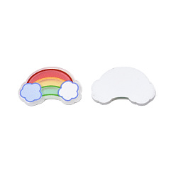 Colorful Printed Acrylic Cabochons, Rainbow, Colorful, 15x23x2mm