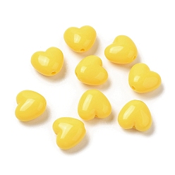 Amarillo Abalorios de acrílico opacos, corazón, amarillo, 9x9.5x5.5 mm, agujero: 1.5 mm, Sobre 1650 unidades / 500 g