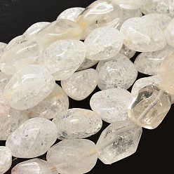 Cristal de cuarzo Cuarzo natural hebras pepitas de perlas de cristal, piedra caída, 13~18x10~13 mm, agujero: 1 mm, 1 mm, sobre 21~26 unidades / cadena, 15.74 pulgada