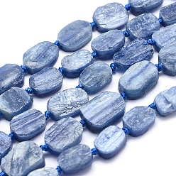 Kyanite Natural Kyanite/Cyanite/Disthene Beads Strands, Flat Slab Beads, Nuggets, Frosted, 8~23x6~13x3~6mm, Hole: 1mm, about 19pcs/strand, 15.3 inch(39cm)