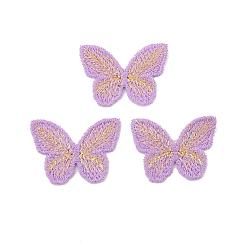 Plum Polyester Butterfly Cabochons, for Hair Accessories Making, Plum, 30x43mm