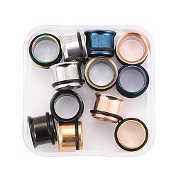 Mixed Color 12Pcs 6 Colors 316 Surgical Stainless Steel Screw Ear Gauges Flesh Tunnels Plugs, Mixed Color, 1/2 inch(12mm), 2pcs/color