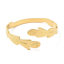 Real 18K Gold Plated Ion Plating(IP) 304 Stainless Steel Feather Cuff Bangles, Jewelry for Women, Real 18K Gold Plated, Inner Diameter: 2 inch(5.1cm)