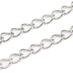 Stainless Steel Color 304 Stainless Steel Curb Chains, Soldered, Stainless Steel Color, 4x3x0.6mm