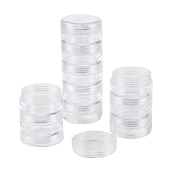 Прозрачный Пластиковые бисера контейнеры, круглые, 5 флаконы, о 3.9 cm в диаметре, 10.2 см высотой, емкость: 10 мл (0.34 жидких унций)