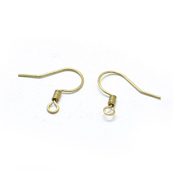 Raw(Unplated) Brass Earrings Hook Findings, with Horizontal Loop, Raw(Unplated), 16x17x1.5mm, Hole: 2mm, 26 Gauge, Pin: 0.4mm