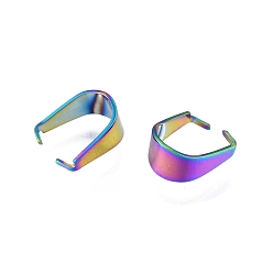 Rainbow Color Placage à crémaillère 304 étriers à pression en acier inoxydable, couleur arc en ciel, 10x5mm, pin: 0.6 mm