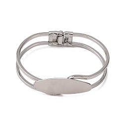 Platinum Brass Blank Bangle Base, Lead Free and Nickel Free, Platinum Color, Inner Diameter: 44x61.7mm, Tray: 15x40mm