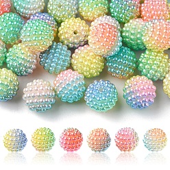 Coloré Perles acryliques en nacre d'imitation , perles baies, perles combinés, ronde, colorées, 12mm, Trou: 1mm