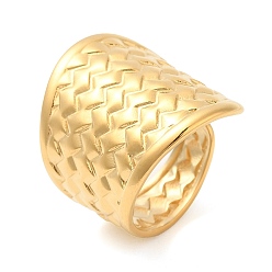 Chapado en Oro Real 18K 304 anillos abiertos ondulados de acero inoxidable para mujer, real 18 k chapado en oro, tamaño de EE. UU. 7 1/2 (17.7 mm)