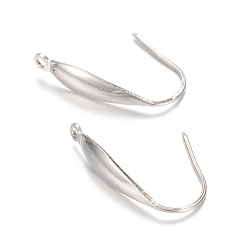 Stainless Steel Color 304 Stainless Steel Earring Hooks, Ear Wire, with Vertical Loop, Stainless Steel Color, 20x4mm, Hole: 1mm