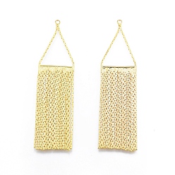 Real 18K Gold Plated Ion Plating(IP) Brass Big Pendants, Rectangle, Real 18K Gold Plated, 74x19x1.5mm, Hole: 1.5mm