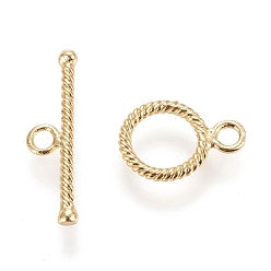 Chapado en Oro Real 18K Corchetes de la palanca de latón, con anillos de salto, larga duración plateado, anillo, real 18 k chapado en oro, anillo: 13x9x1.3 mm, agujero: 2 mm, bar: 20x5x2 mm, agujero: 2 mm
