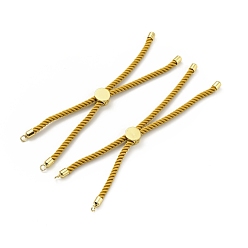 Goldenrod Half Finished Twisted Milan Rope Slider Bracelets, with Rack Plating Brass Cord Ends & Open Loop, Cadmium Free & Lead Free, for Connector Charm Bracelet Making, Golden, Goldenrod, 222~230x3mm