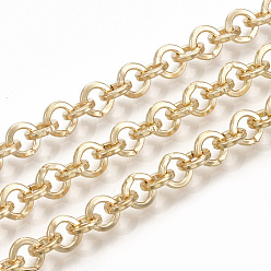Light Gold Iron Rolo Chains, Belcher Chain, with Spool, Soldered, Light Gold, 6x1mm, about 82.02 Feet(25m)/roll