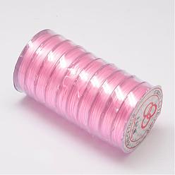 Perlas de Color Rosa Cuerda de cristal elástica plana, hilo de cuentas elástico, para hacer la pulsera elástica, rosa perla, 0.8 mm, aproximadamente 10.93 yardas (10 m) / rollo